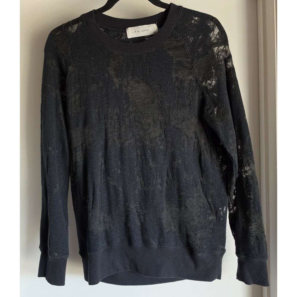 IRO.JEANS Womens Pullover Sweater M Black Crew Neck Long Sleeve Casual Top